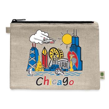 ChicagoGo Cartoon Skyline - Hemp Carry All Pouch - natural - Front