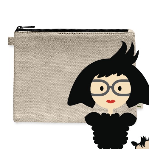 Big Hair Fashionista Girl and Her Cute Dog - Hemp Carry All Pouch
