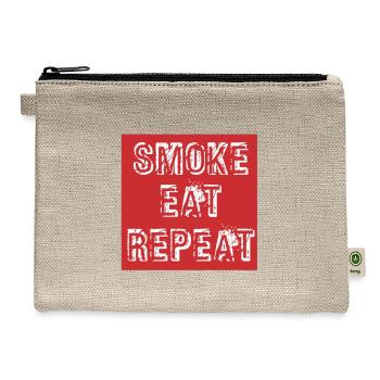 Grilling Funny Saying SMOKE EAT REPEAT - Hemp Carry All Pouch - natural - Front