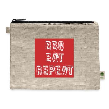 Grilling Funny Saying BBQ EAT REPEAT - Hemp Carry All Pouch - natural - Front
