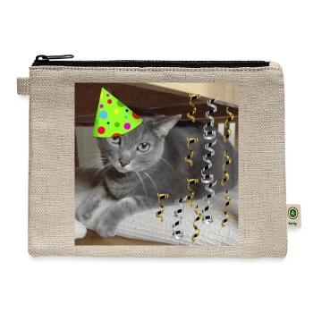 Birthday Party Russian Blue Cat - Hemp Carry All Pouch - natural - Front