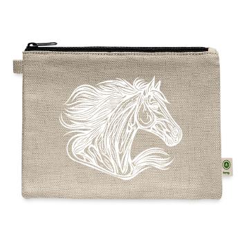 Galloping Horse With Mane Blowing In The Wind - Hemp Carry All Pouch - natural - Front