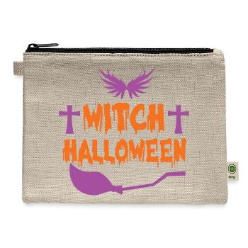 Spooky Halloween Witch Design - Hemp Carry All Pouch - natural - Front