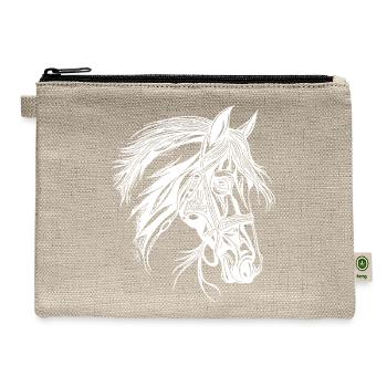 Racy Horse With Mane Horse Dressage Equestrian - Hemp Carry All Pouch - natural - Front