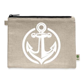 Vintage Old Wet Anchor In Circle Logo - Hemp Carry All Pouch - natural - Front