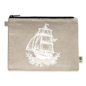 Cut Sport Sailing Ship With Sails And Flower - Hemp Carry All Pouch - natural - Front