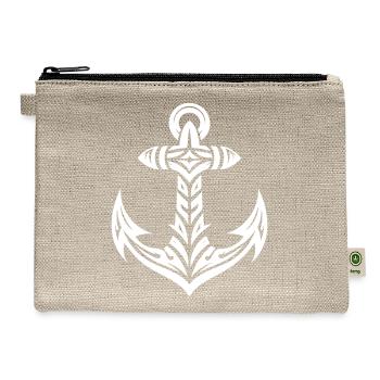 Elegant Anchor With Tribal Tattoo Style - Hemp Carry All Pouch - natural - Front