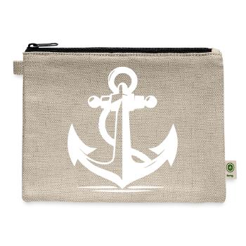 Vintage Old Anchor With Thick Rope - Hemp Carry All Pouch - natural - Front