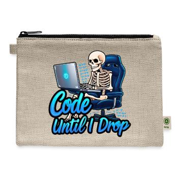 Code Until I Drop Skeleton - Hemp Carry All Pouch - natural - Front