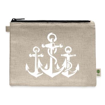 Nautical Anchor Group With Rope Around The Iron - Hemp Carry All Pouch - natural - Front