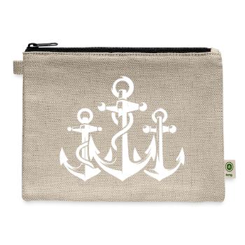 Three Anchors With Rope Rope Around The Iron - Hemp Carry All Pouch - natural - Front