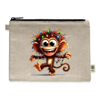 Christmas Merry Christmas For Gift Monkey - Hemp Carry All Pouch - natural - Front