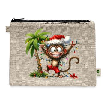 Christmas Merry Christmas For Gift Monkey - Hemp Carry All Pouch - natural - Front