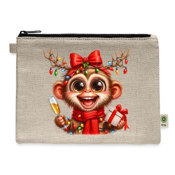 Christmas Merry Christmas For Gift Monkey - Hemp Carry All Pouch - natural - Front