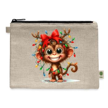Christmas Merry Christmas For Gift Monkey - Hemp Carry All Pouch - natural - Front