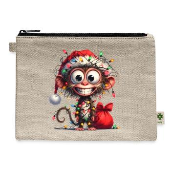 Christmas Merry Christmas For Gift Monkey - Hemp Carry All Pouch - natural - Front