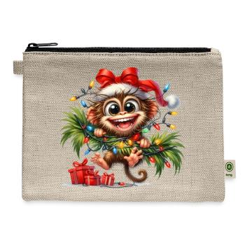 Christmas Merry Christmas For Gift Monkey - Hemp Carry All Pouch - natural - Front