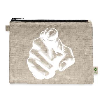 Motivational Design Index Finger Hand Gesture - Hemp Carry All Pouch - natural - Front