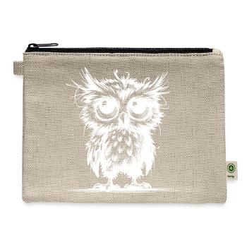 Owl I Don't Look Tired - I Am Tired - Hemp Carry All Pouch - natural - Front