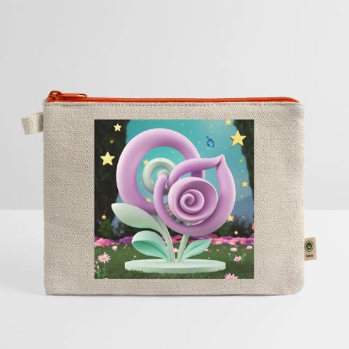 Lila Bloom | Double Floral Eco-Inspired Art - Hemp Carry All Pouch