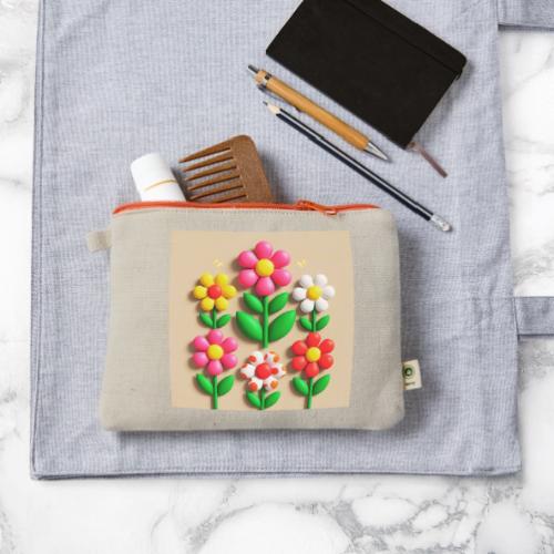 3D Flowers and Butterflies in Amber, Floral Design - Hemp Carry All Pouch