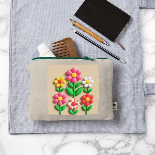 3D Flowers and Butterflies in Amber, Floral Design - Hemp Carry All Pouch