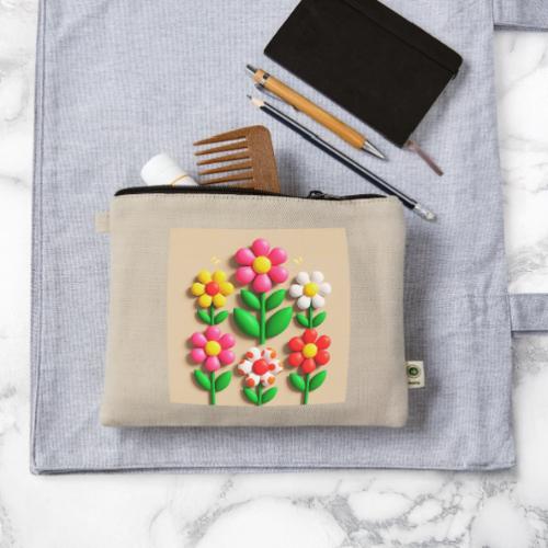 3D Flowers and Butterflies in Amber, Floral Design - Hemp Carry All Pouch