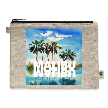 Malibu California palms vacation Pacific Ocean - Hemp Carry All Pouch - natural - Front