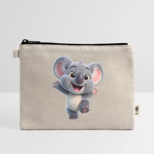 Joyful 3D Baby Koala with Arms Up - Hemp Carry All Pouch