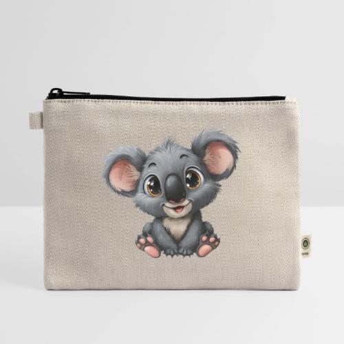 Joyful Cartoon Baby Koala with Big Eyes - Hemp Carry All Pouch