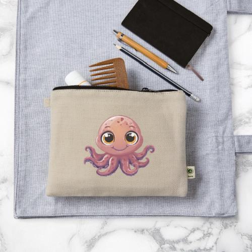 Cute Cartoon Baby Octopus with Big Eyes - Hemp Carry All Pouch