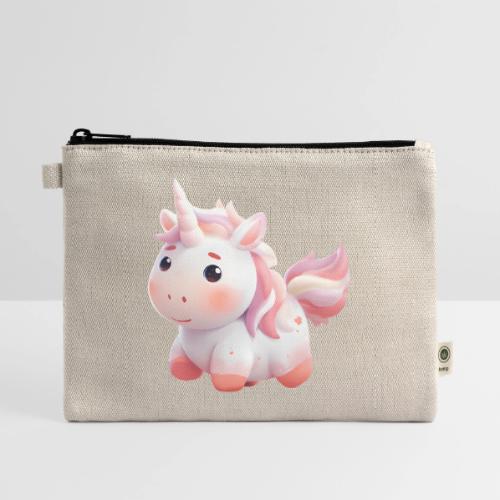 Sweet Cartoon Pink Unicorn - Hemp Carry All Pouch