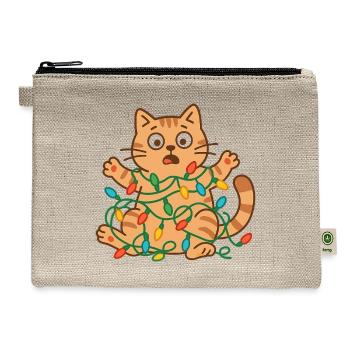 Cat in Christmas Lights - Hemp Carry All Pouch - natural - Front