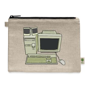 Retro Computer Desk Setup - Hemp Carry All Pouch - natural - Front