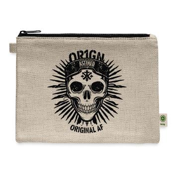 Dark Sunburst Skull Emblem - Hemp Carry All Pouch - natural - Front