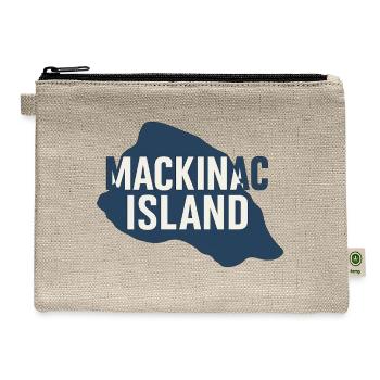 Mackinac Island Bold Typography - Hemp Carry All Pouch - natural - Front