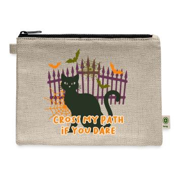 Cross My Path if You Dare Cat Halloween Season  - Hemp Carry All Pouch - natural - Front