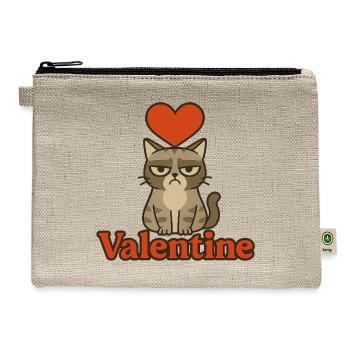 Grumpy Cat Valentine Heart - Hemp Carry All Pouch - natural - Front