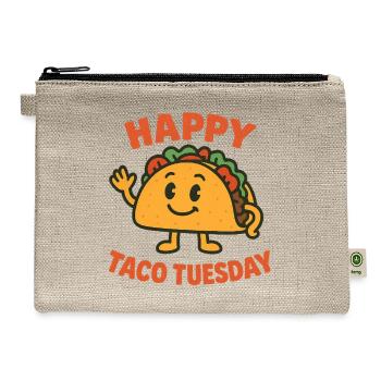 Happy Taco Tuesday Mascot - Hemp Carry All Pouch - natural - Front