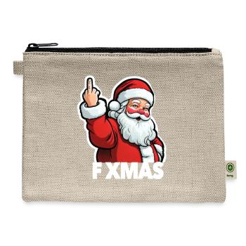 F XMAS santa middle finger fuck christmas funny  - Hemp Carry All Pouch - natural - Front