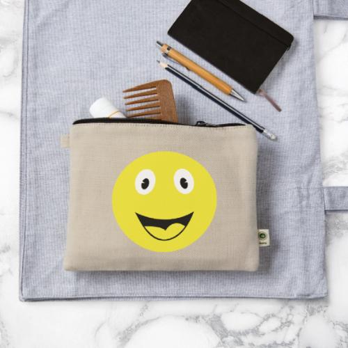 Yellow Happy Face Print - Hemp Carry All Pouch