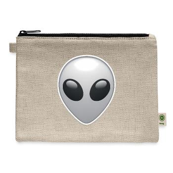 Silver Alien Face  - Hemp Carry All Pouch - natural - Front