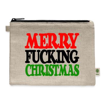 MERRY FUCKING CHRISTMAS funny cursing holidays bah - Hemp Carry All Pouch - natural - Front