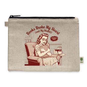 Books Break My Heart Vintage Reader - Hemp Carry All Pouch - natural - Front
