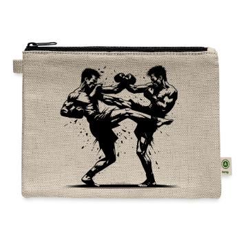 Double Blow Thai Boxing The Ring Burns Fiercely - Hemp Carry All Pouch - natural - Front