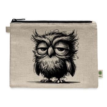 Owl I'm Not Grumpy, Just Sleepy - Hemp Carry All Pouch - natural - Front