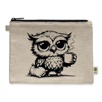 I Was Awake All Night Owl With Pillow - Hemp Carry All Pouch - natural - Front
