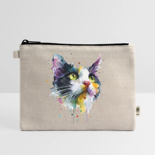 Cat: Painted Purr Expression - Hemp Carry All Pouch