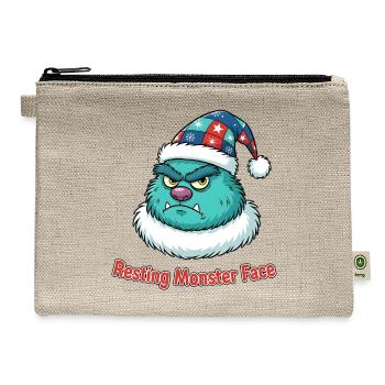 Resting Monster Santa Face - Hemp Carry All Pouch - natural - Front