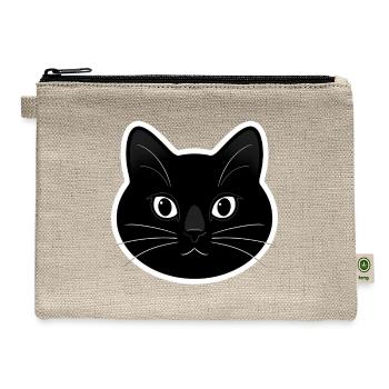 Black Cat Head Minimal Icon - Hemp Carry All Pouch - natural - Front